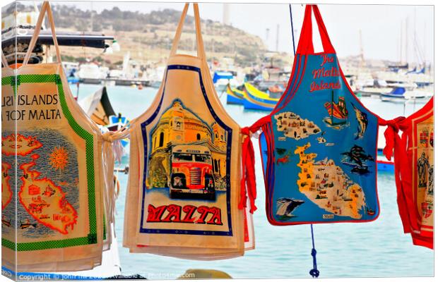 Souvenir aprons at Malta Canvas Print by john hill