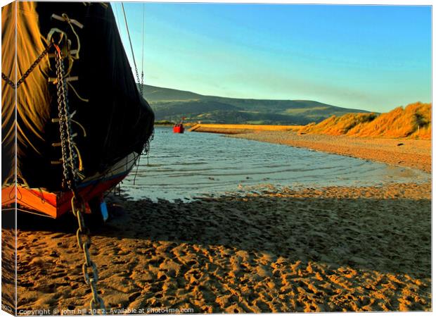 Beached boat, Barmouth, Wales. Canvas Print by john hill