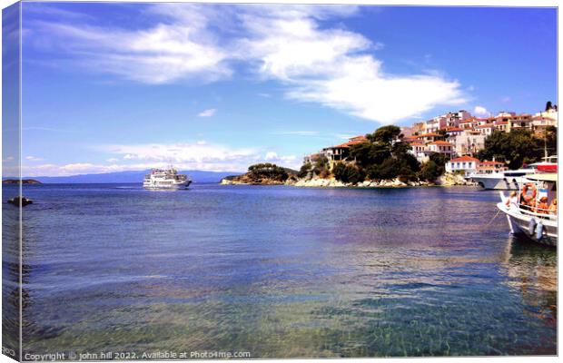 Skiathos town old port, Greece. Canvas Print by john hill
