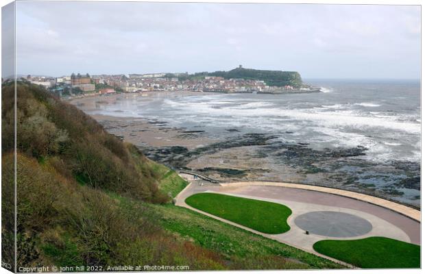Rough seas Scarborough South bay, North Yorkshire, UK. Canvas Print by john hill