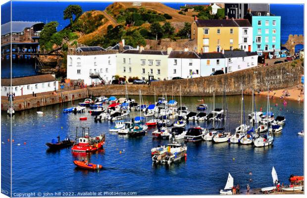Harbour and Quay, Tenby, Wales. Canvas Print by john hill