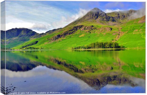 High Stile Mountain reflections, Cumbria, UK. Canvas Print by john hill
