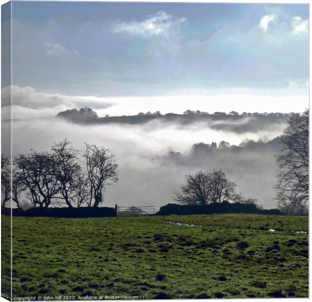 Above the Morning mist in Derbyshire. Canvas Print by john hill