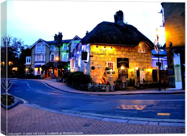 The village Inn at Night, Shanklin. Canvas Print by john hill