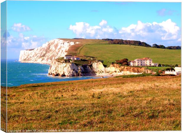Freshwater bay and Tennyson down, Canvas Print by john hill