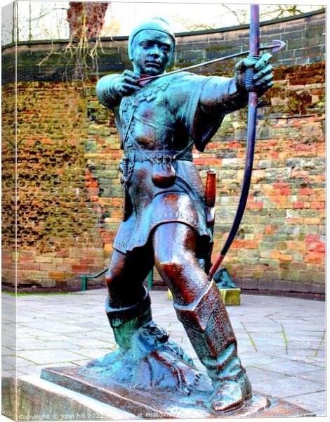 Robin Hood statue, Nottingham. Canvas Print by john hill