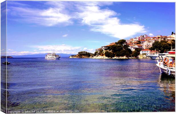 Old port at Skiathos Town, Greece. Canvas Print by john hill