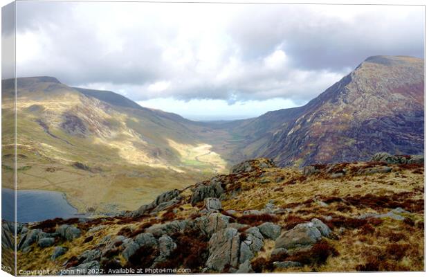 View of the Ogwen valley in Snowdonia, Wales. Canvas Print by john hill