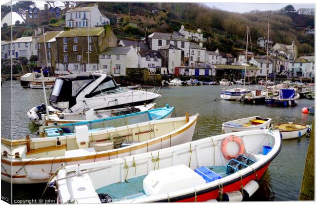 Polpero harbour Cornwall Canvas Print by john hill