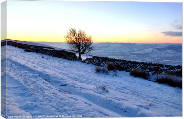 Dawn in Winter, Derbyshire, UK. Canvas Print by john hill