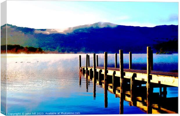 Reflections and Mist Derwentwater Cumbria Canvas Print by john hill