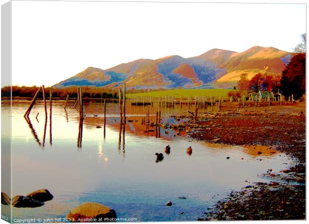 Majestic Skiddaw Mountains Reflecting on Tranquil  Canvas Print by john hill