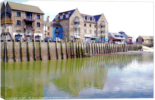 "Twilight Serenity: Looe Quay's Enchanting Reflect Canvas Print by john hill