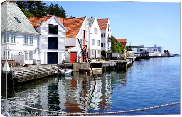 Serene Skudeneshavn: Norway's Quaint Harbour Refle Canvas Print by john hill