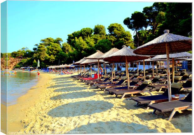 "Golden Dawn over Skiathos' Banana Beach" Canvas Print by john hill