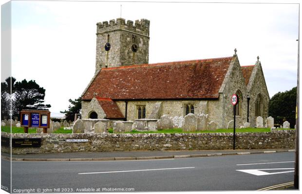 Chale Church, Chale, Isle of Wight Canvas Print by john hill