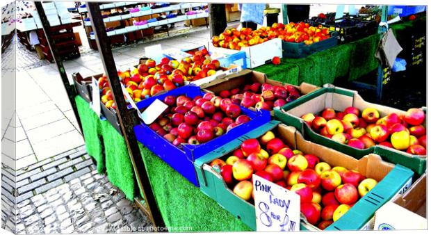 Fresh fruit Market stall Canvas Print by john hill