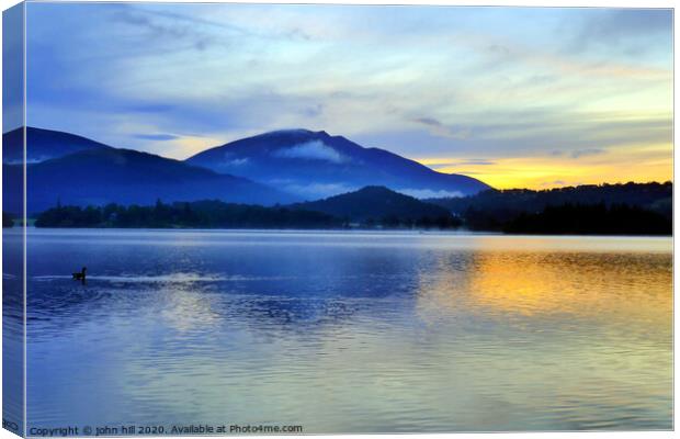 Blencathra mountain at Dawn from Derwentwater Cumb Canvas Print by john hill
