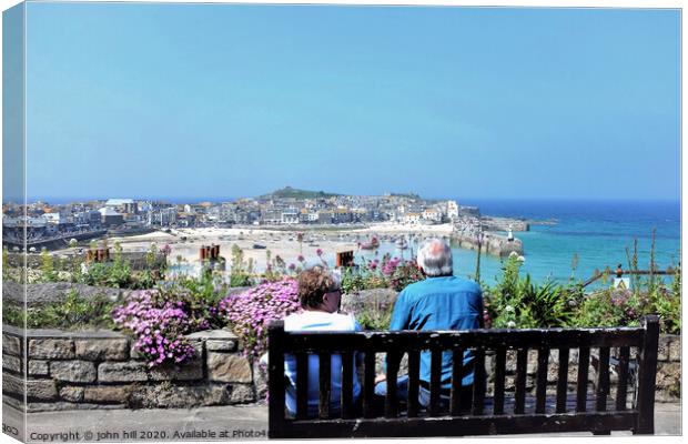 Panoramic view of St. Ives in Cornwall  Canvas Print by john hill