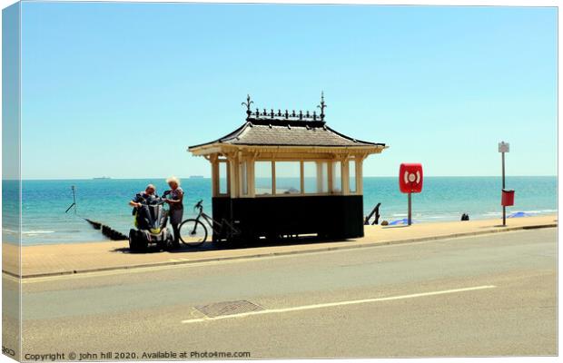 Seaside Victoria shelter at Shanklin Isle of Wight. Canvas Print by john hill