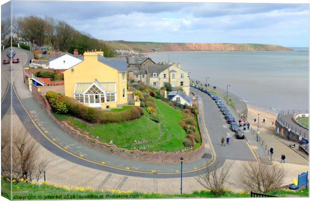 Crescent hill looking towards the Brigg at Filey in Yorkshire.  Canvas Print by john hill
