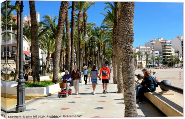 Parque de Elche promenade  at Benidorm in Spain. Canvas Print by john hill