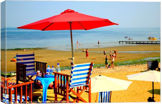 Summer day beach at Shanklin on the Isle of Wight.  Canvas Print by john hill