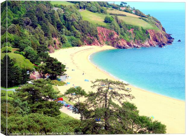 Blackpool Sands in Devon taken from the cliff coast path. Canvas Print by john hill