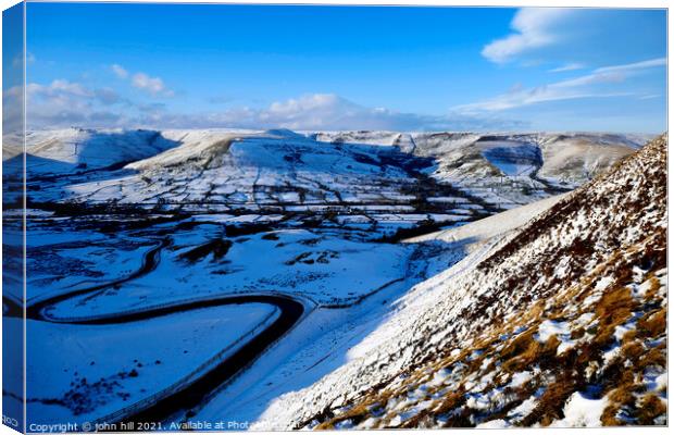 Vale of Edale in Winter at the Peak district in Derbyshire, UK. Canvas Print by john hill