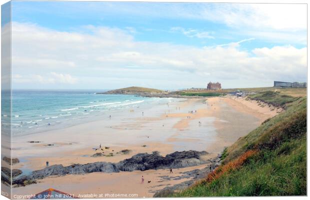 Fistral beach at Newquay in Cornwall. Canvas Print by john hill