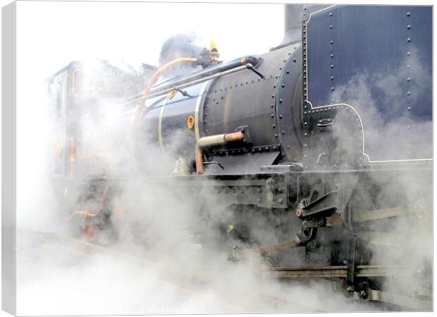 Steam engine Blowing off steam. Canvas Print by john hill