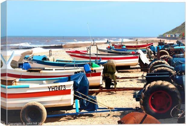Cromer fishing boats ready to launch. Canvas Print by john hill