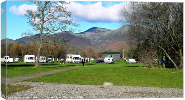 Camping under Skiddaw mountain at Keswick in Cumbria, UK. Canvas Print by john hill
