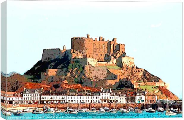 Mont Orgueil, Jersey. (illustration) Canvas Print by john hill