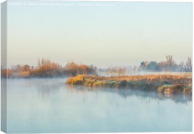 River Cam a misty Winters morning Canvas Print by Veronica in the Fens