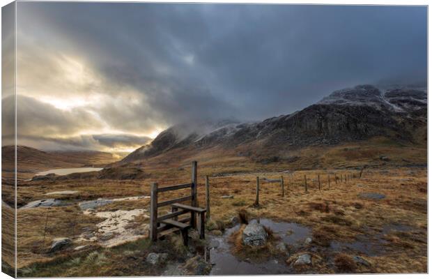 Tryfan, the Glyders and the Ogewn Valley - Snowdonia  Canvas Print by Martin Noakes