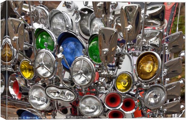 Scooter Headlights and Chrome Mirrors Canvas Print by Bernard Rose Photography