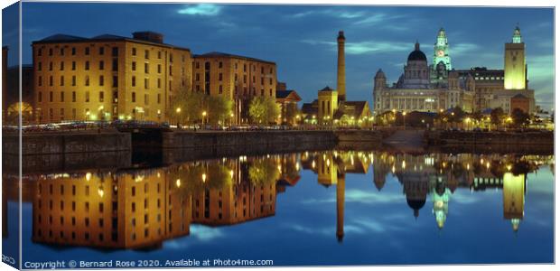 Liverpool's Luminous Reflections at the Albert Doc Canvas Print by Bernard Rose Photography