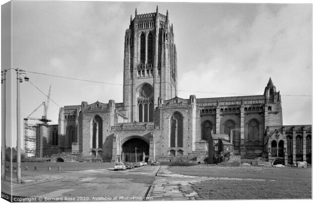 Liverpool Anglican Cathedral exterior 1973 Canvas Print by Bernard Rose Photography