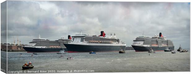 The Three Cunard Queens on the Mersey Canvas Print by Bernard Rose Photography