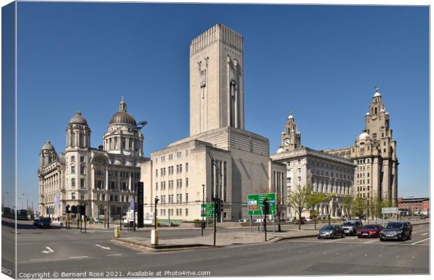 Liverpool's Pier Head Buildings from The Strand Canvas Print by Bernard Rose Photography