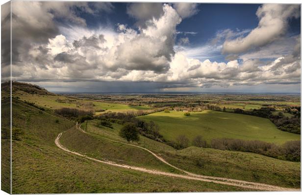 Distant Rainstorm Fron the South Downs Canvas Print by Eddie Howland
