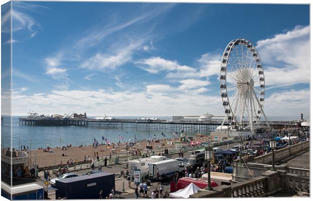 Brighton Wheel, Pier and Seafront Canvas Print by Eddie Howland
