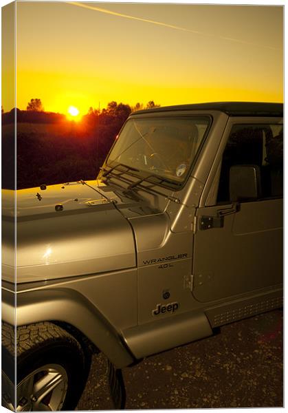 Jeep Wrangler at Sunset Canvas Print by Eddie Howland
