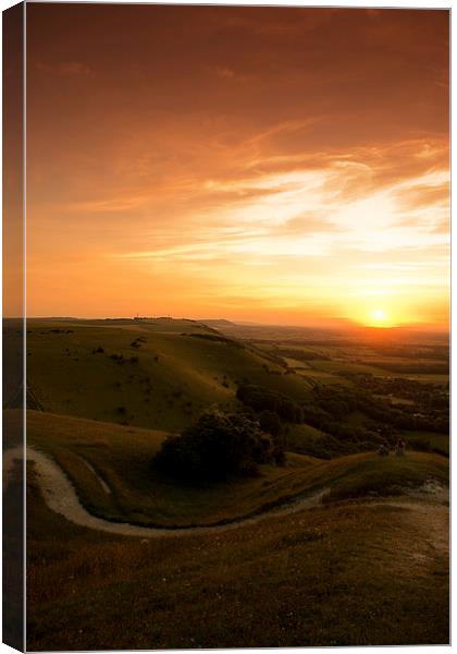  Sunset at Devils Dyke, Sussex Canvas Print by Eddie Howland