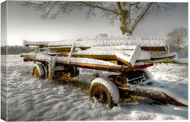 Old Cart in the Snow Canvas Print by Eddie Howland