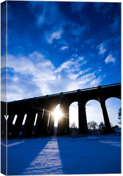 Balcombe Viaduct in the Snow at sunset Canvas Print by Eddie Howland