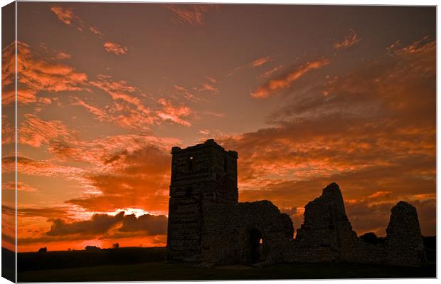 Knowlton Church, Dorset almost Silouetted Canvas Print by Eddie Howland