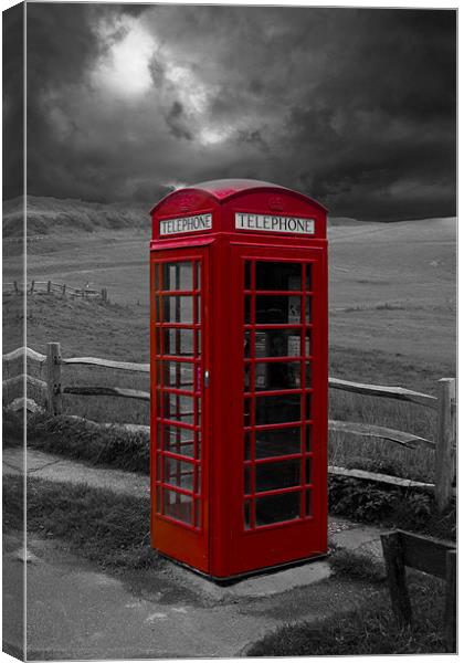 Storm Over Phone Box Canvas Print by Eddie Howland