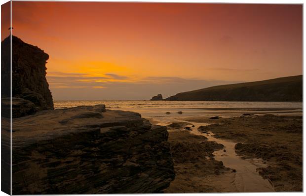 Cornwall beach at Sunset Canvas Print by Eddie Howland